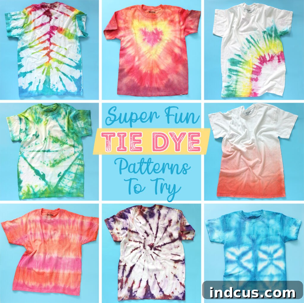 Vibrant Tie Dye Patterns to Craft 2 Vibrant tie-dye patterns on various garments, showcasing different designs and techniques.