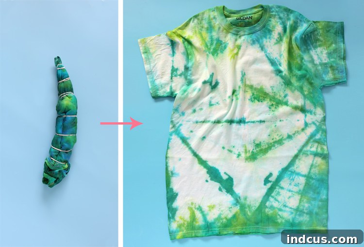 Vibrant Tie Dye Patterns to Craft 20 Finished intricate mandala tie-dye pattern on a t-shirt, showcasing radial symmetry and vibrant colors.