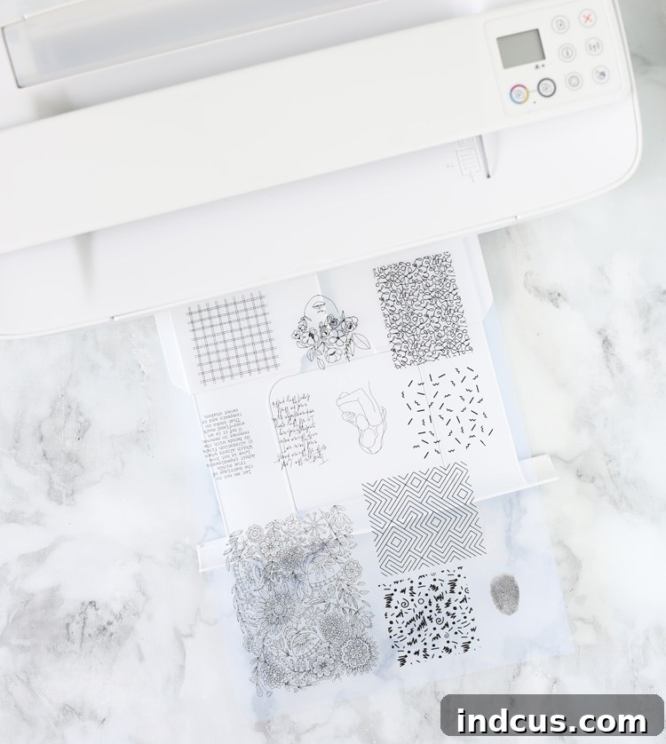 DIY screen stencils design printed on transparency film