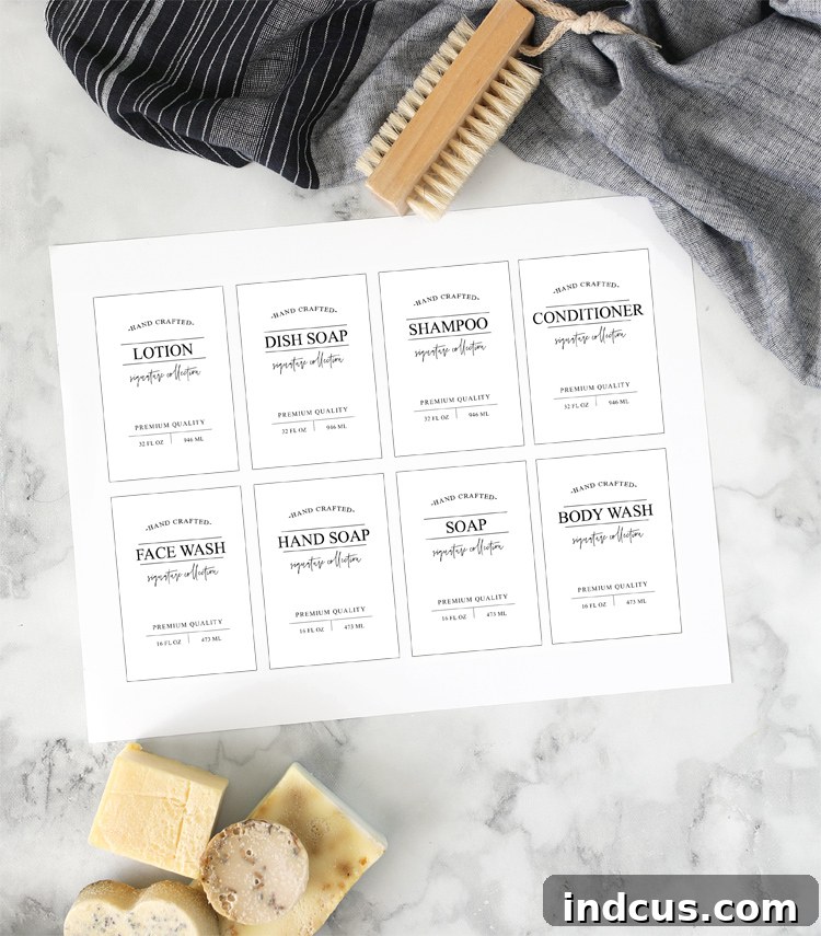 free printable bathroom soap shampoo conditioner labels