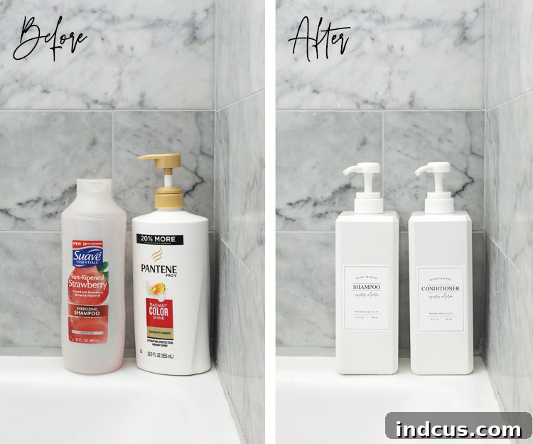 pretty shampoo bottles with free printable labels