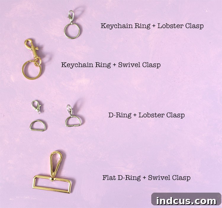 Clever Duck Tape Sanitizer Carriers 4 Various types of metal clasps suitable for the hand sanitizer holder.