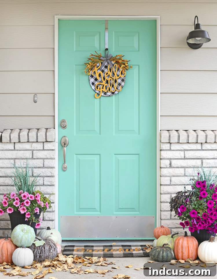 fall door hanging DIY fall porch