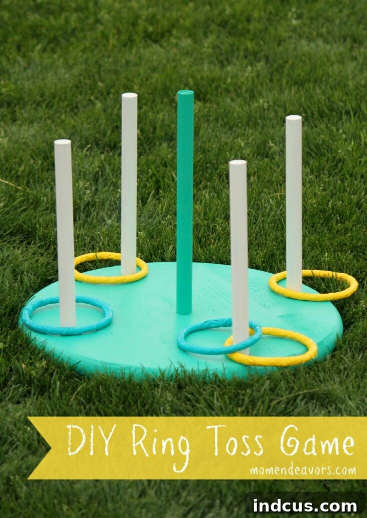 Homemade duck tape ring toss game set up in a yard