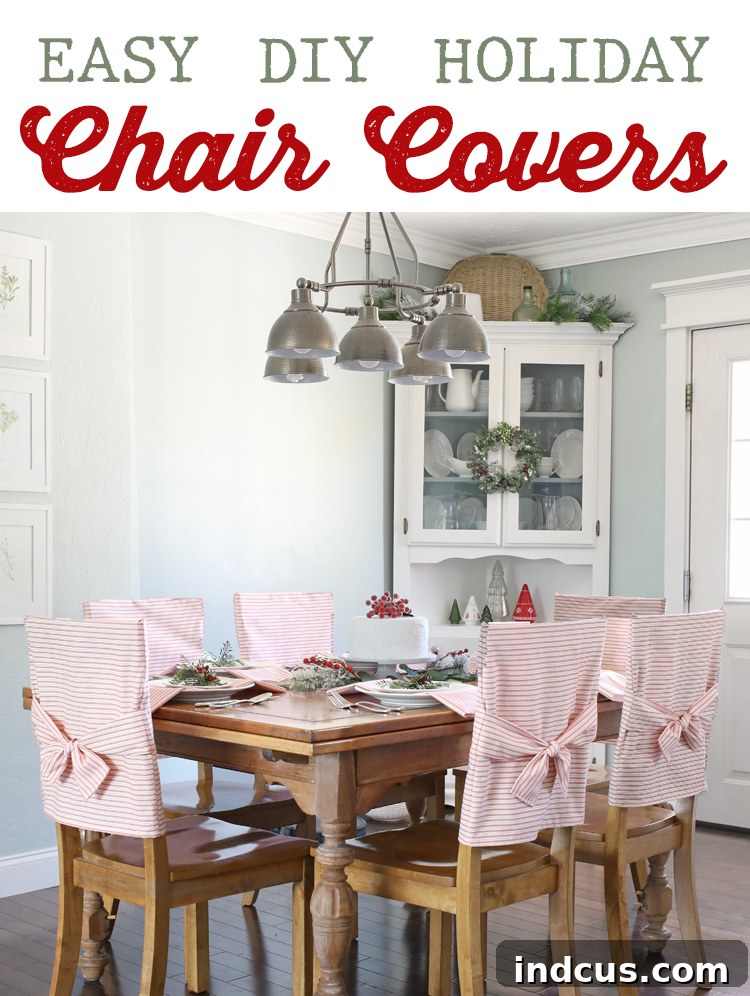 Pinterest-friendly image for easy sew chair covers tutorial.