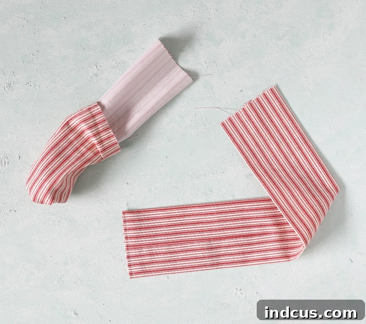 Detailed image showing how to flip fabric right side out for a clean finish.