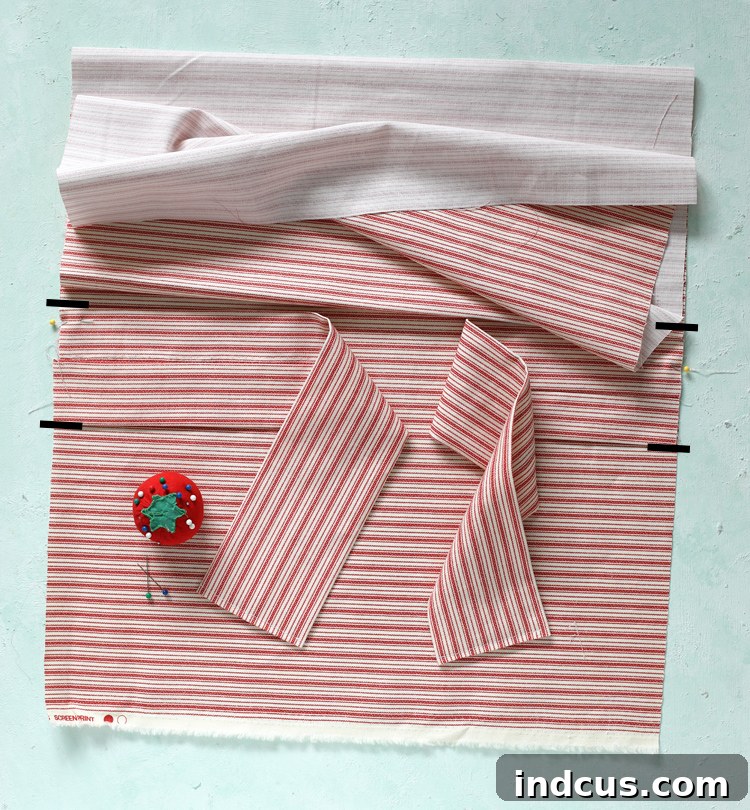 Image demonstrating how to sandwich knot pieces into the main chair cover during assembly.
