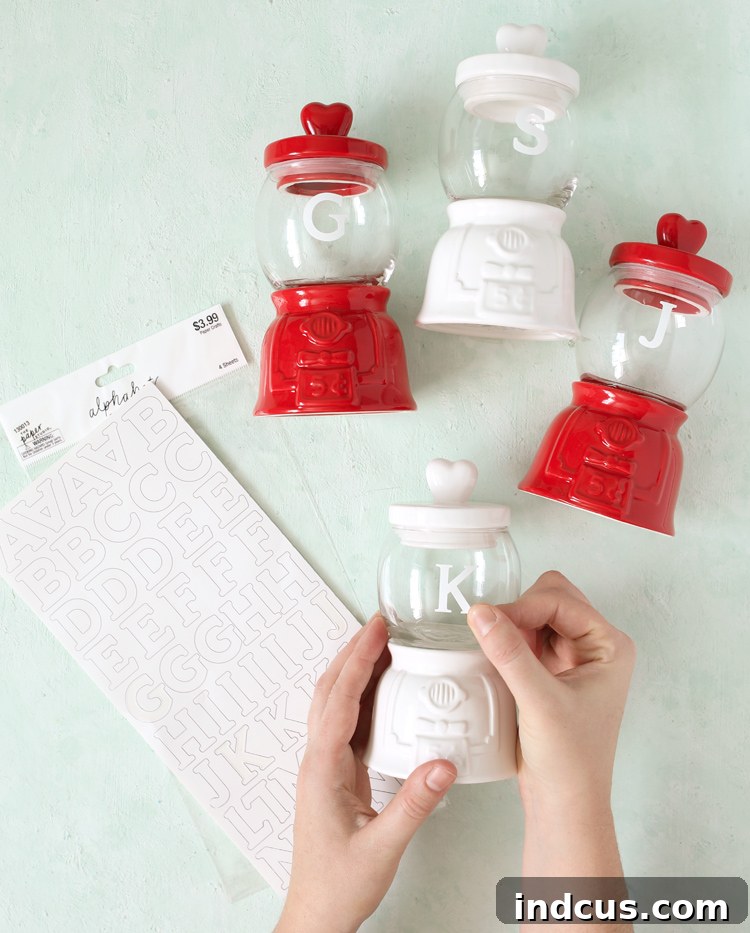 valentines day candy jars with initials