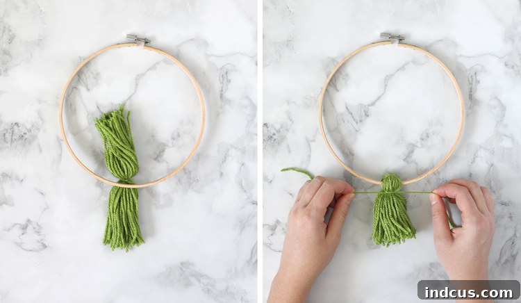 embroidery hoop yarn wreath 