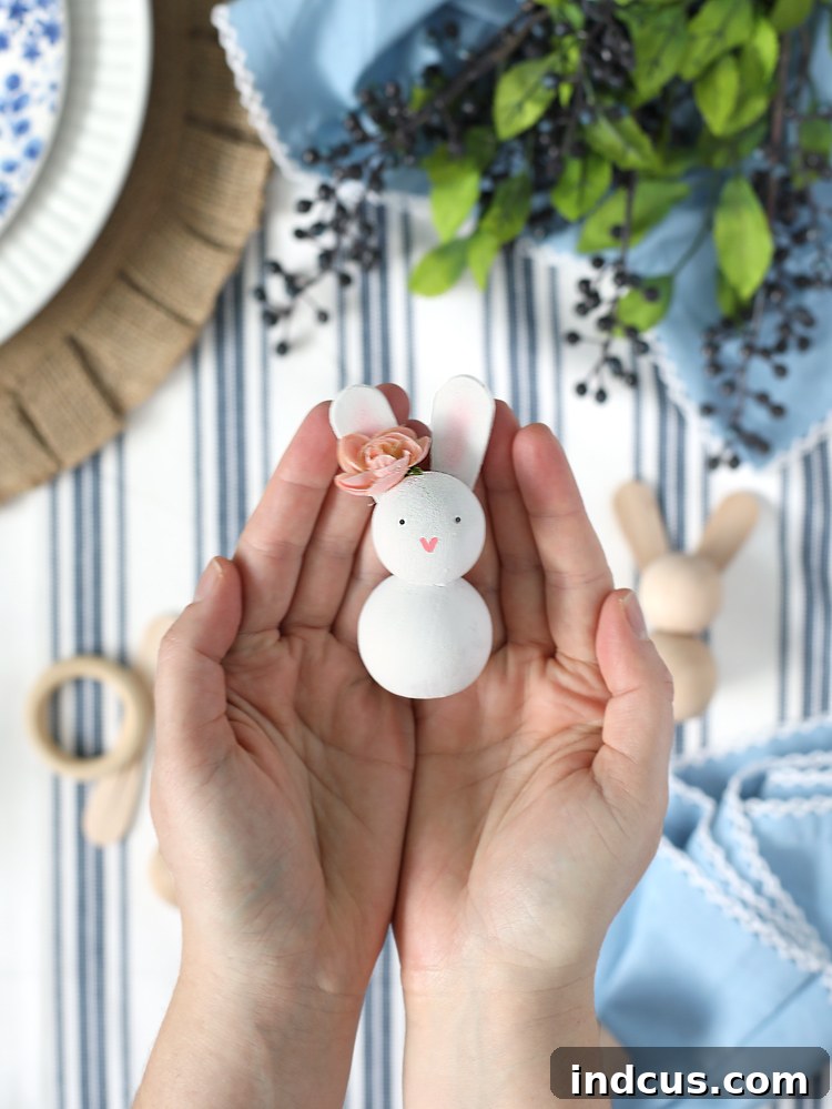 painted wood bead easter bunny
