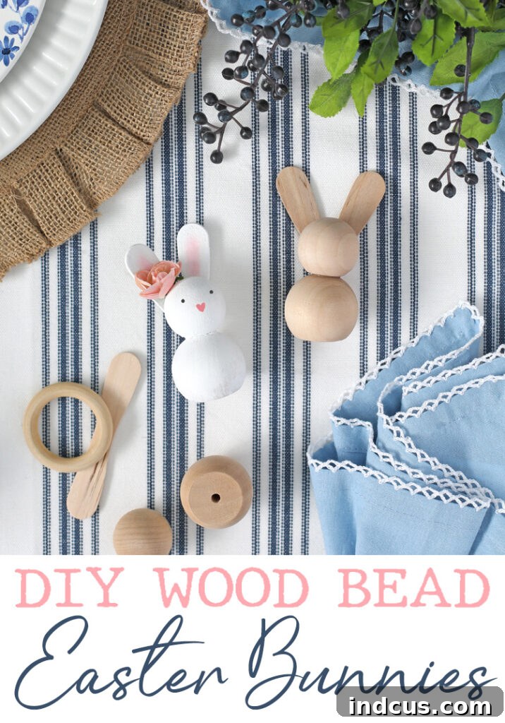 DIY Wood Bead Easter Bunnies | Make these adorable wood bead Easter bunnies for a fun Easter craft or DIY decoration. 