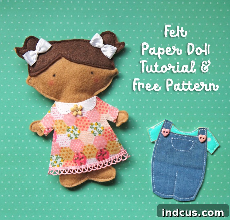 Free pattern to make a felt paper doll on your sewing machine.