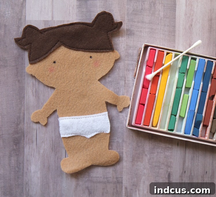 The best way to add rosy cheeks to a fabric, felt or yarn doll.