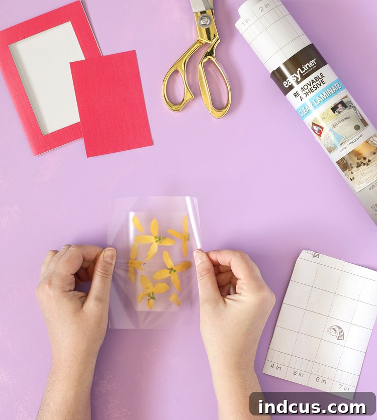 pressed flower card idea assembly