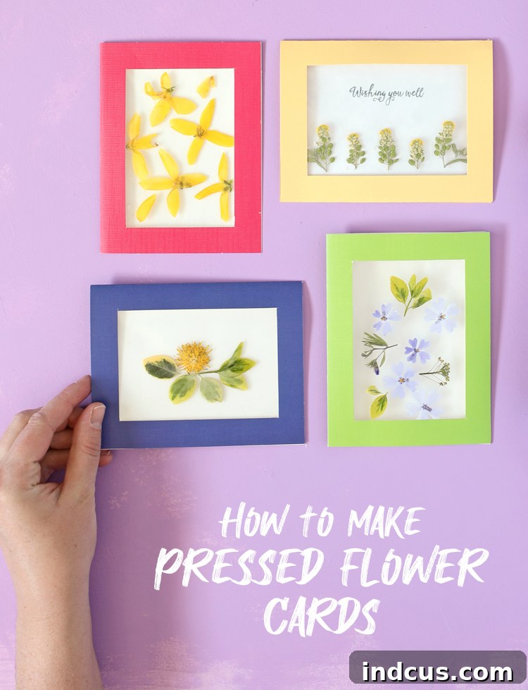 handmade cards with pressed flower windows for inspiration