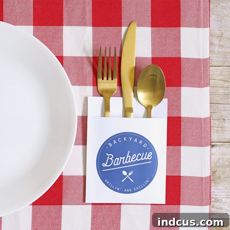 free printable barbecue utensil pouches