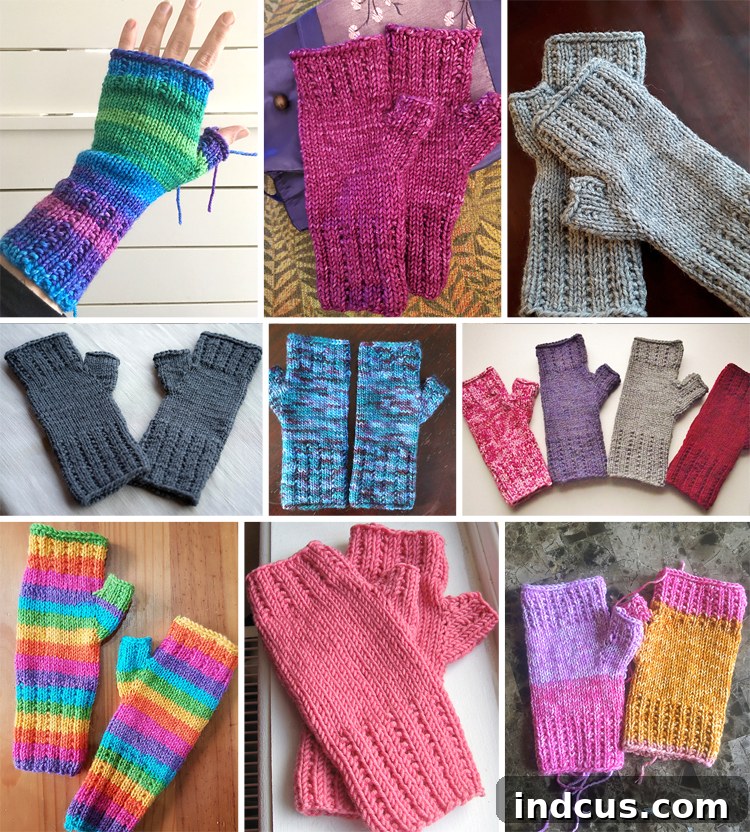 Sunshine Fingerless Mitts Pattern 2 happy hands fingerless mitts pattern made by other knitters, showing diverse styles.