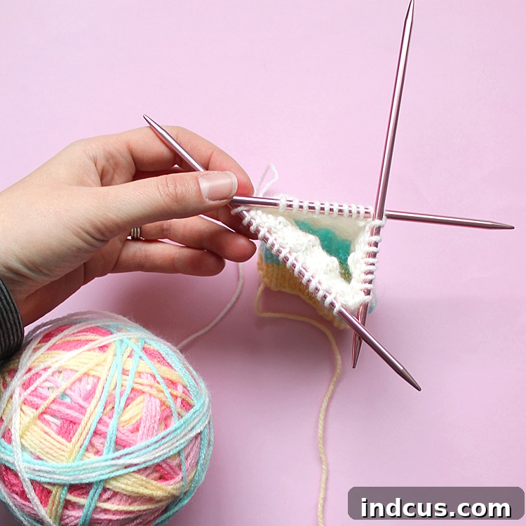 Happy Hands Fingerless Mitts Knitting in the Round Knitting in the round on double pointed needles, a key technique for small projects like fingerless mitts.