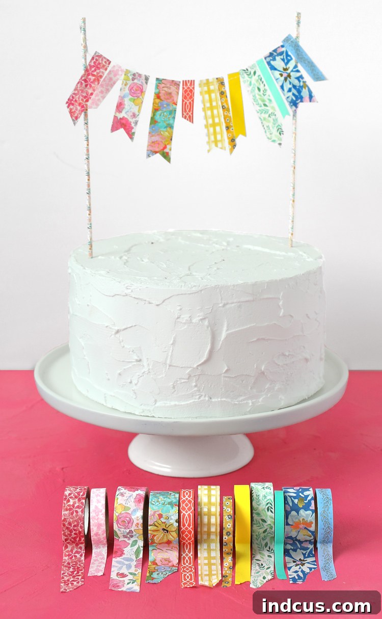 washi tape cake topper