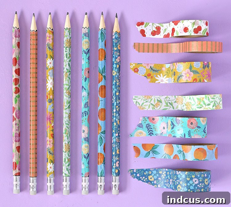 diy washi tape pencils