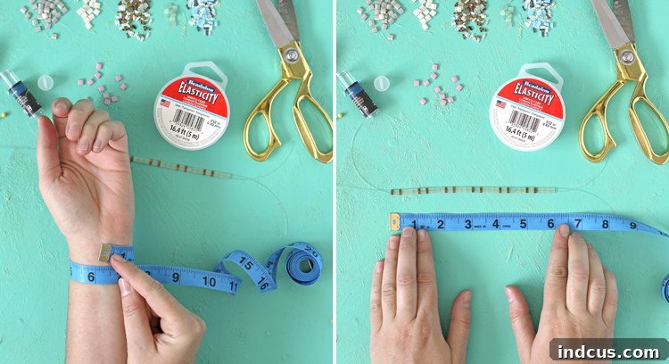 Easy DIY Flat Bead Bracelet 6 measuring for stretch bracelets