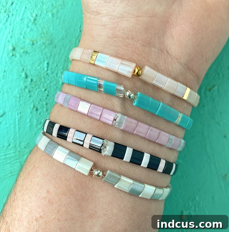 Easy DIY Flat Bead Bracelet 7 crimp covers vs knots on stretch bracelets