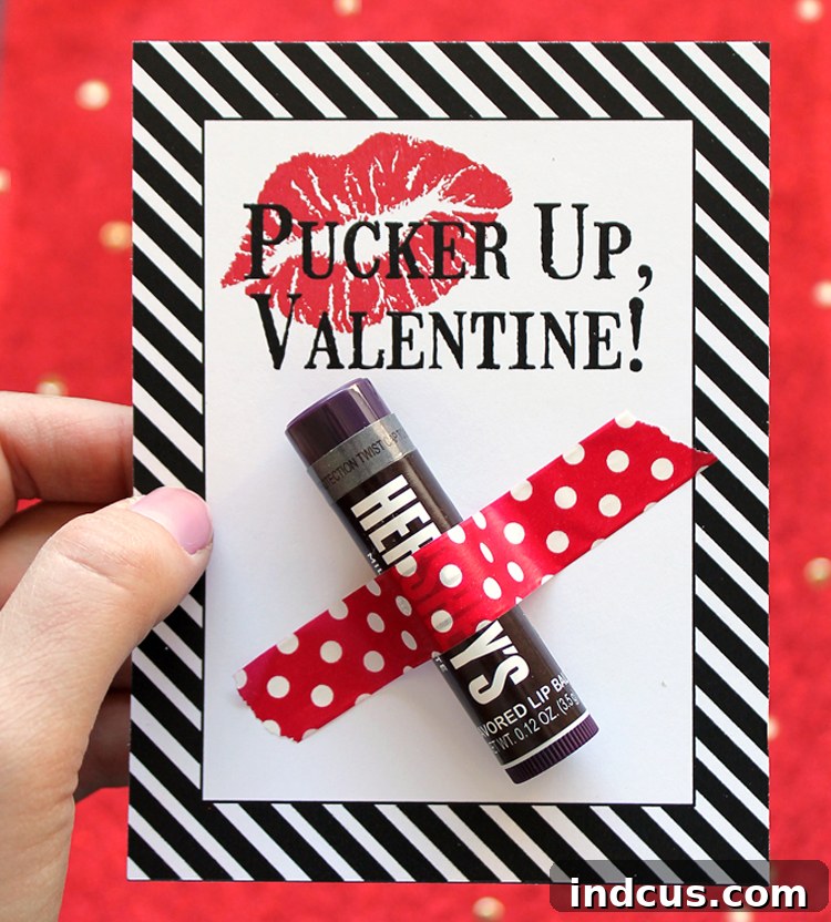 Pucker Up Valentine's Day Card with Lip Balm