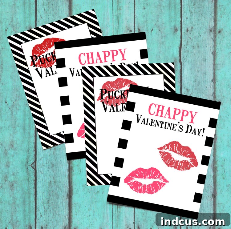 Variety of Lip Balm Themed Valentine Cards