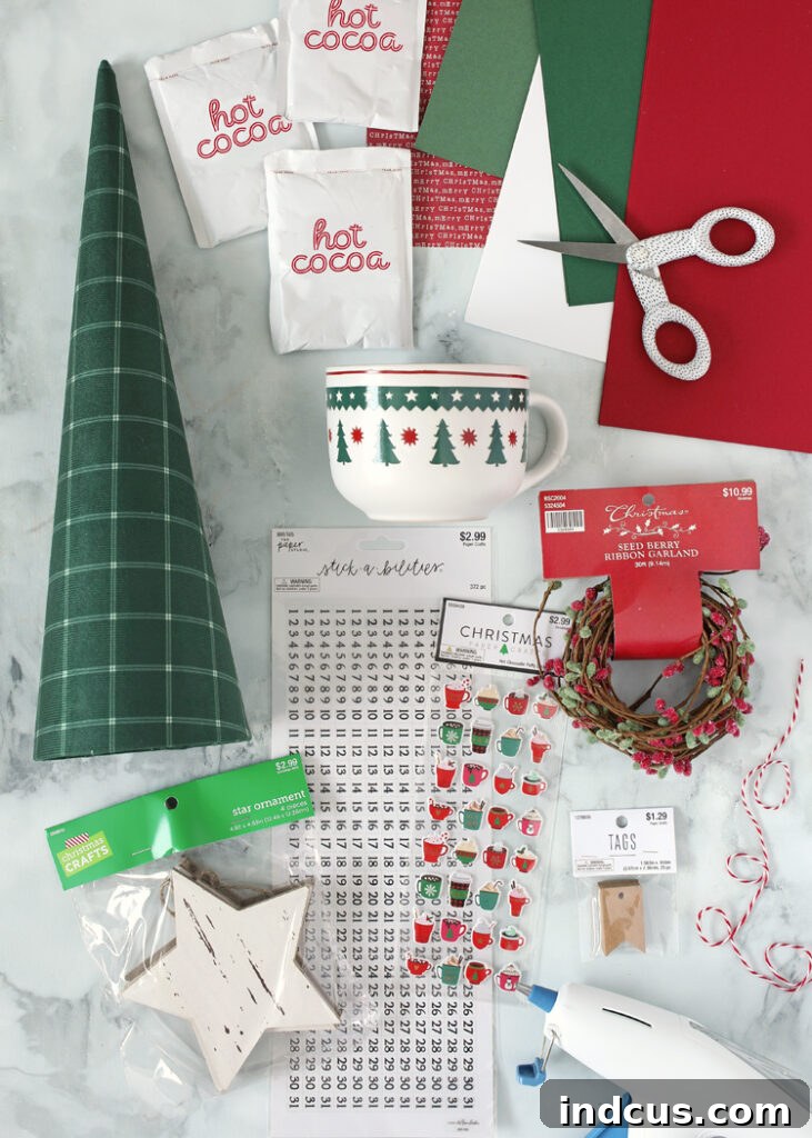 How to make a Hot Cocoa Tree Advent Calendar - Materials