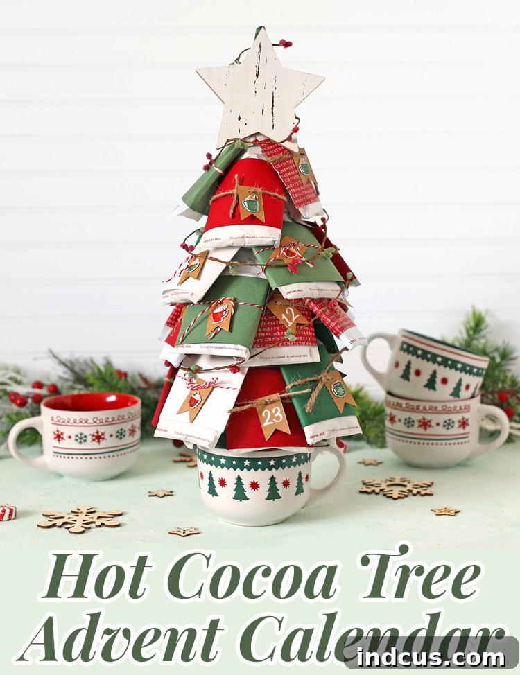 DIY Hot Cocoa Tree Advent Calendar Christmas Countdown Idea
