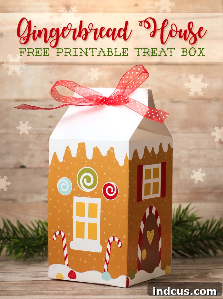 Sweet Gingerbread Treat Box SVG Template 12 Printable gingerbread house box design