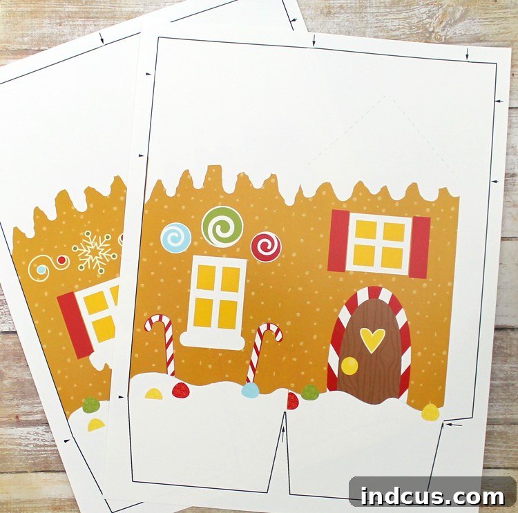 Sweet Gingerbread Treat Box SVG Template 13 Gingerbread treat box printable template with folding guides
