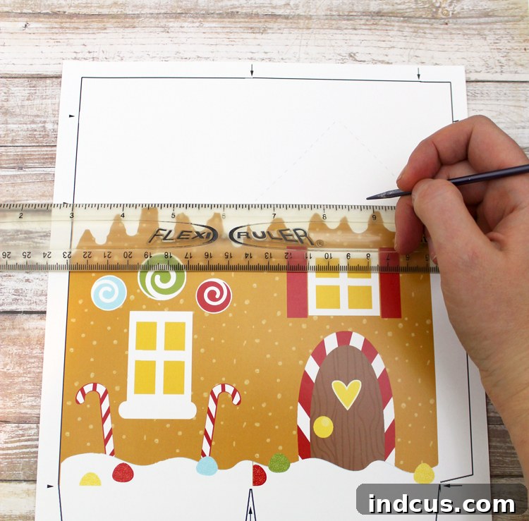 Sweet Gingerbread Treat Box SVG Template 14 Scoring printable gingerbread house for crisp folds