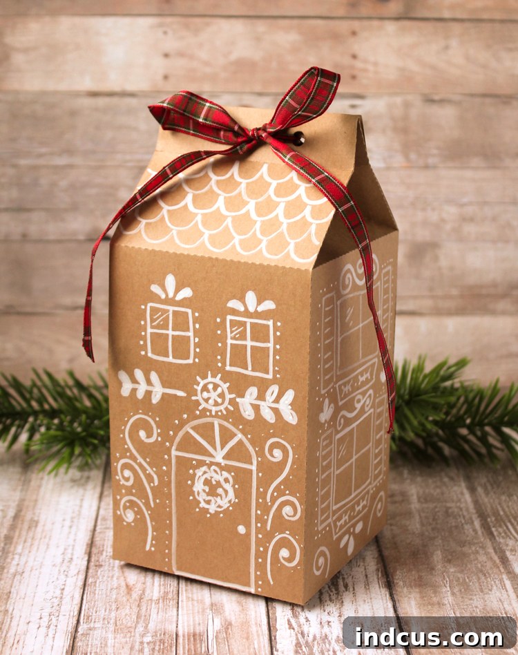 gingerbread house kraft paper treat box template
