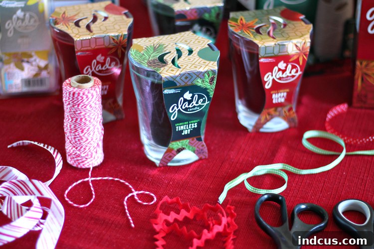 Host a Handmade Holiday Prep Party 3 Wrapping beautiful candles for Christmas presents