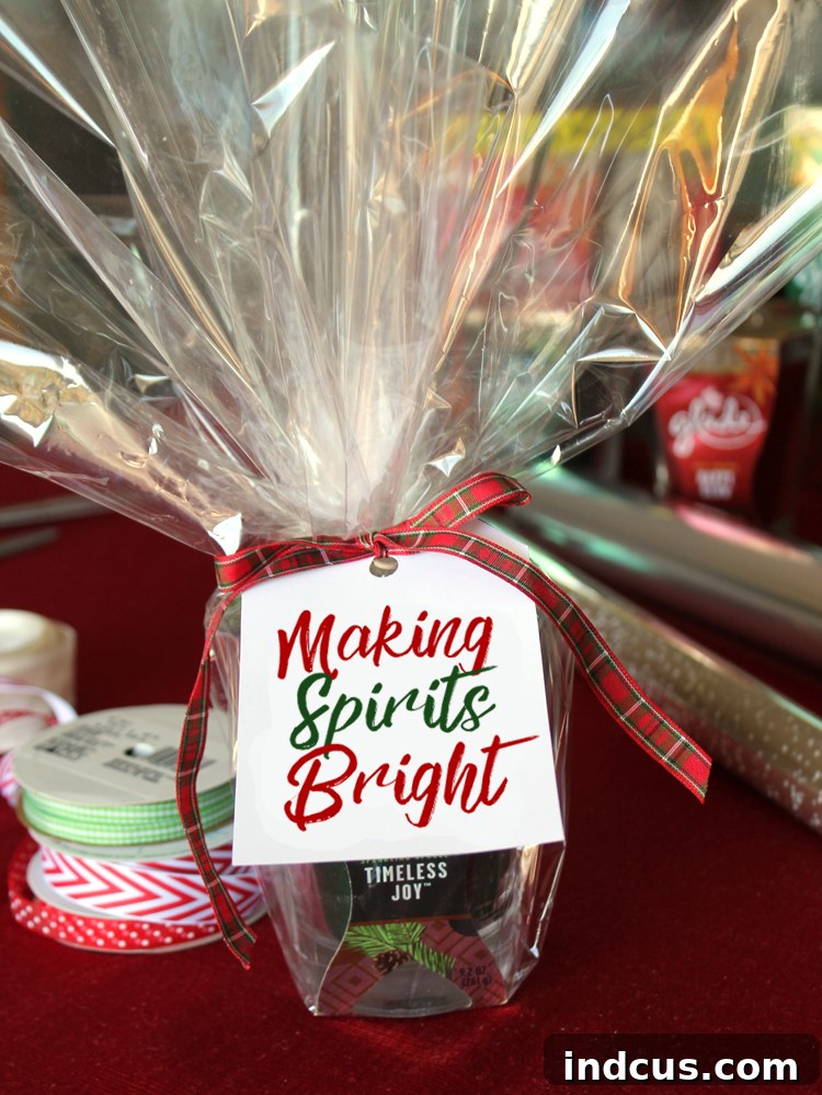 Host a Handmade Holiday Prep Party 4 Punny Christmas tag for candle gift: Making Spirits Bright