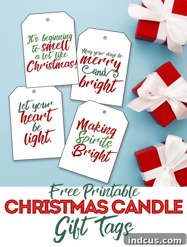 Host a Handmade Holiday Prep Party 8 Christmas candle gift tags free printable for holiday gifts