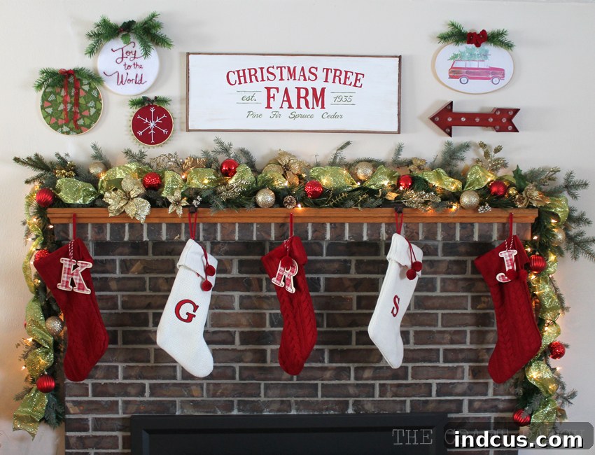 Christmas Mantel Decor with Garland