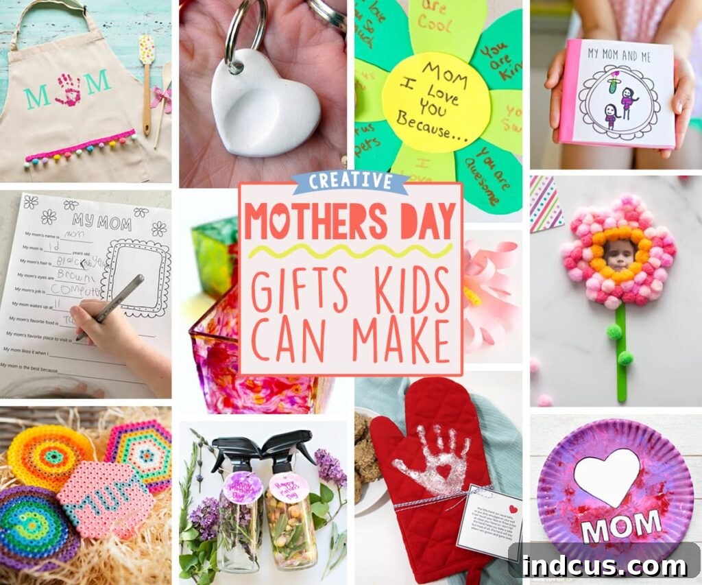 A child's handmade Mother's Day card with colorful art and heartfelt message.