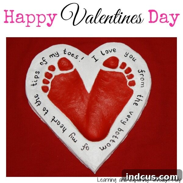 A salt dough heart footprint keepsake, beautifully preserving a child's tiny feet as a lasting memory.