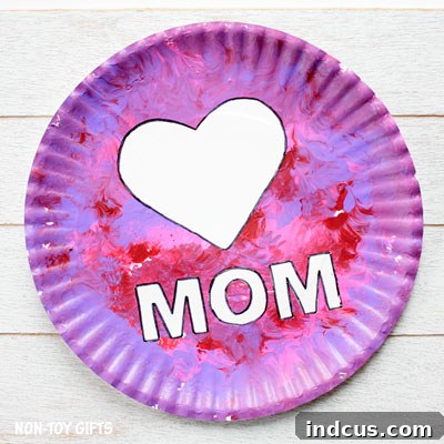 A colorful paper plate Mother's Day craft, ideal for toddlers and young children.