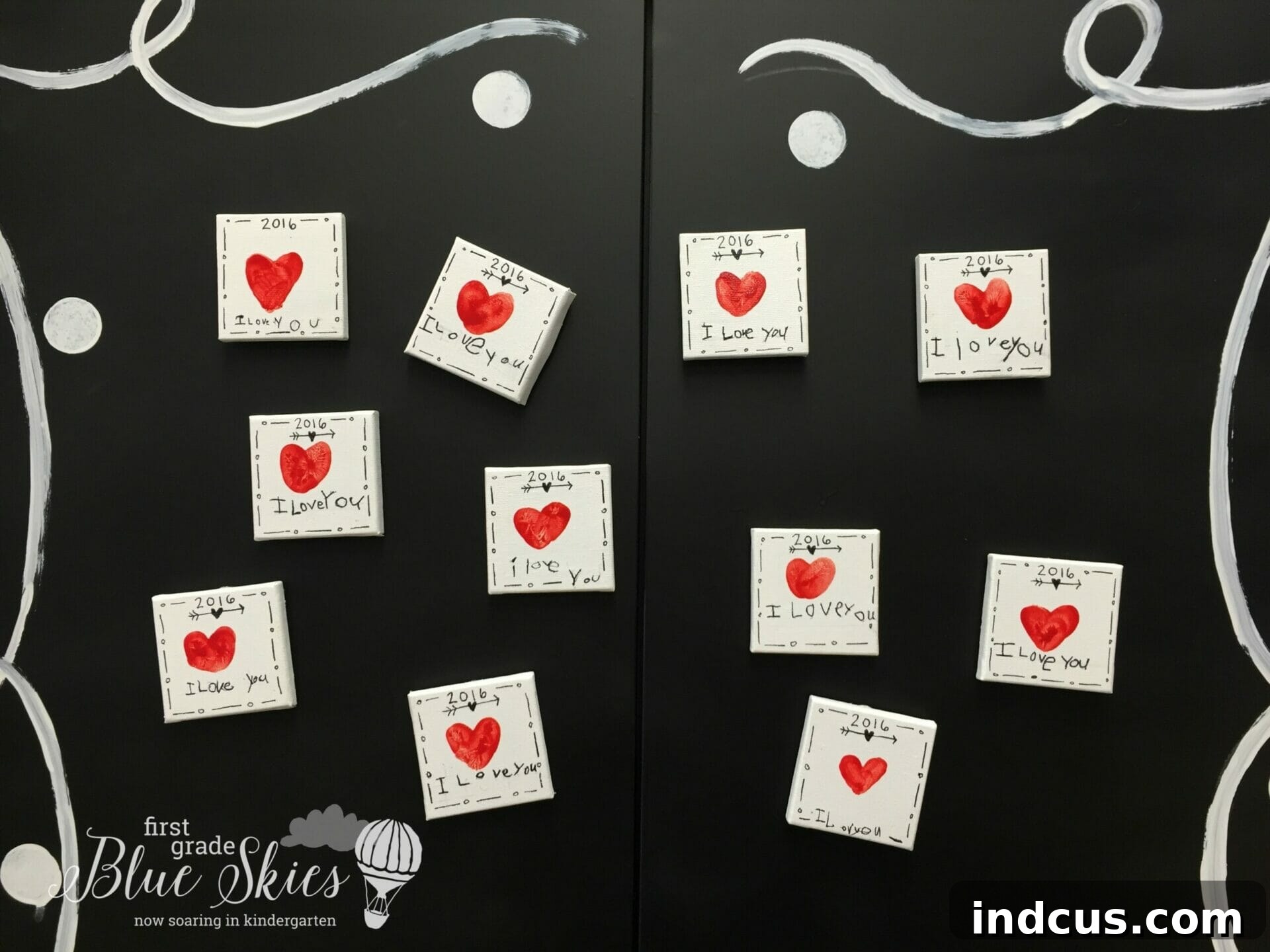 A personalized Mother's Day thumbprint magnet gift, featuring a child's unique thumbprint and handwritten message.