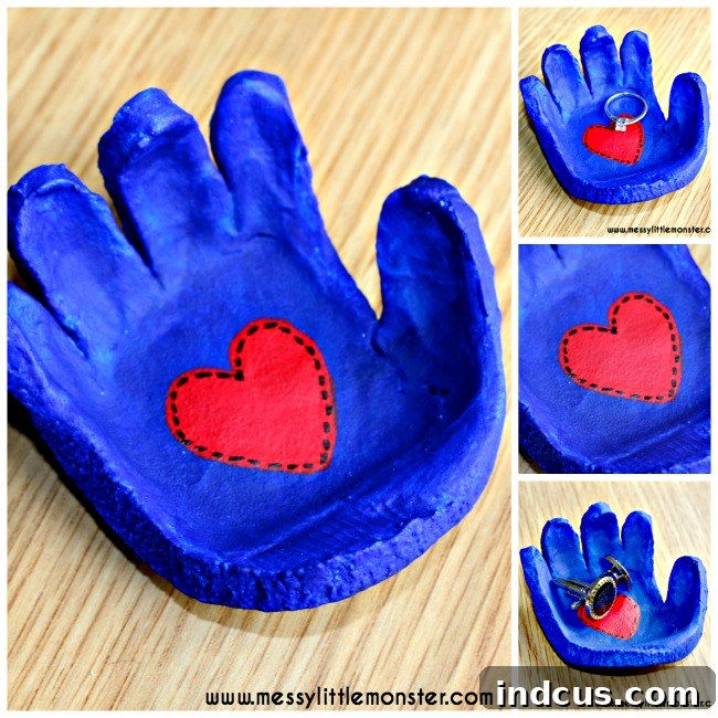 A child's unique salt dough handprint bowl, beautifully crafted to serve as a small trinket dish.