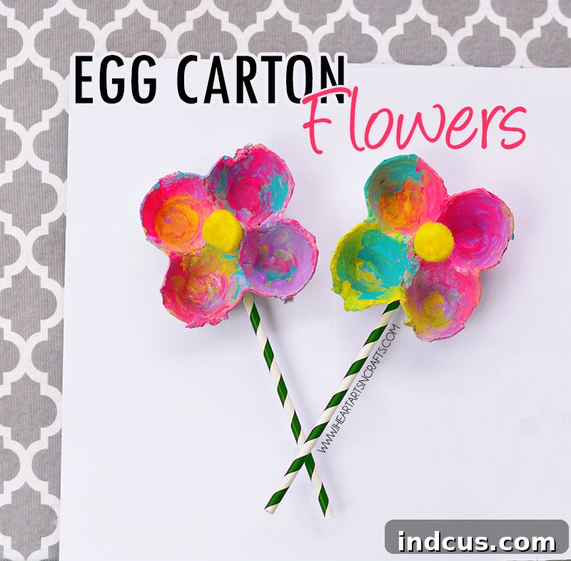 Colorful and charming flowers crafted from recycled egg cartons, an eco-friendly gift for Mom.
