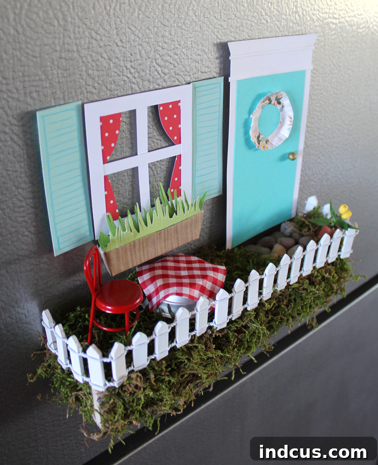 magnetic fridge fairy garden with picnic scene