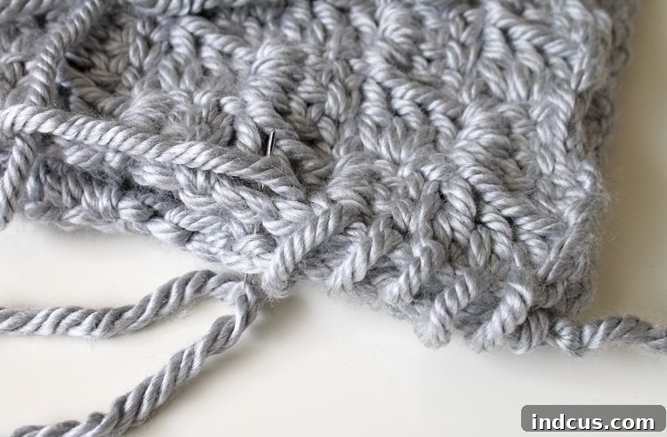 Stitching crochet squares together with whip stitch for pillow cover