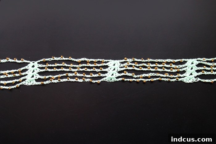 Exquisite finished beaded crochet wrap necklace draped elegantly