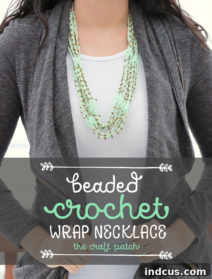 Close-up of a crocheted beaded necklace showcasing the texture
