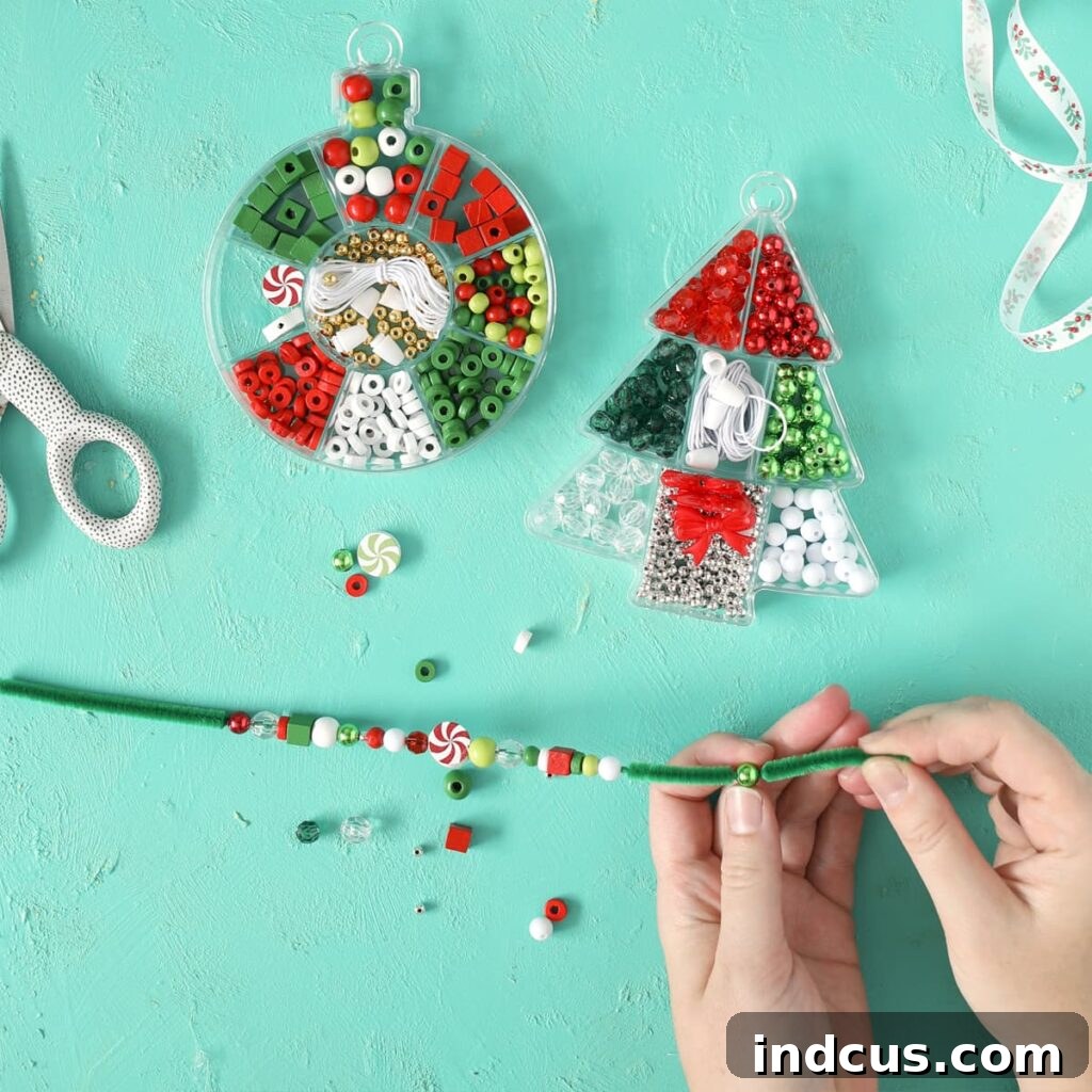 pipe cleaner beaded christmas wreath
