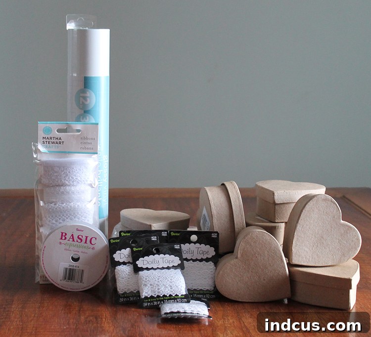 Essential craft supplies for making the Valentine's countdown garland
